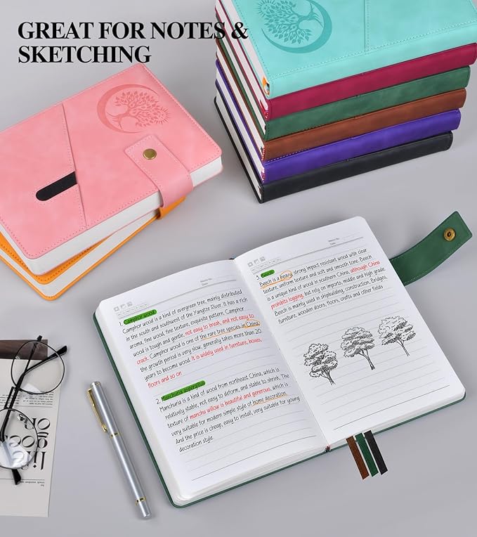 Lined Journal Notebook for Men, A5 Leather Journals for Writing Women, Hardcover Notebooks for Work,School,Note Taking,Travel,Business,Personal daily Diary,200 Page College Ruled (5.9" x 8.4")