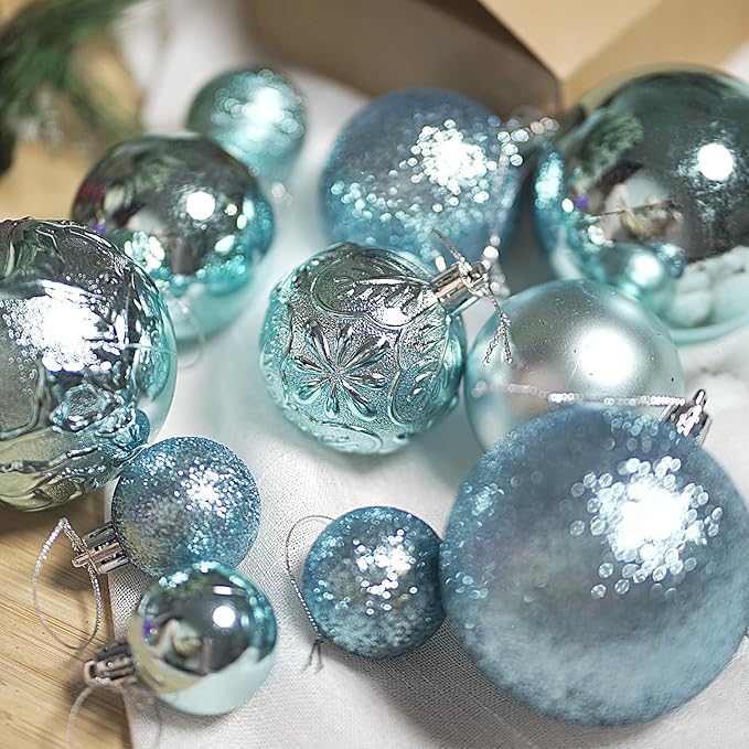 Christmas Ornaments for Xmas Trees,Multicolor Shatterproof Christmas Ball Ornaments Lake Blue