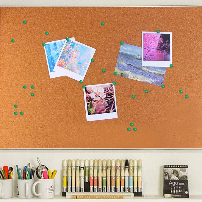 Map Tacks 1/8-Inch Assorted Color Beads Head Map Marking Push Pins,500-count (Green)