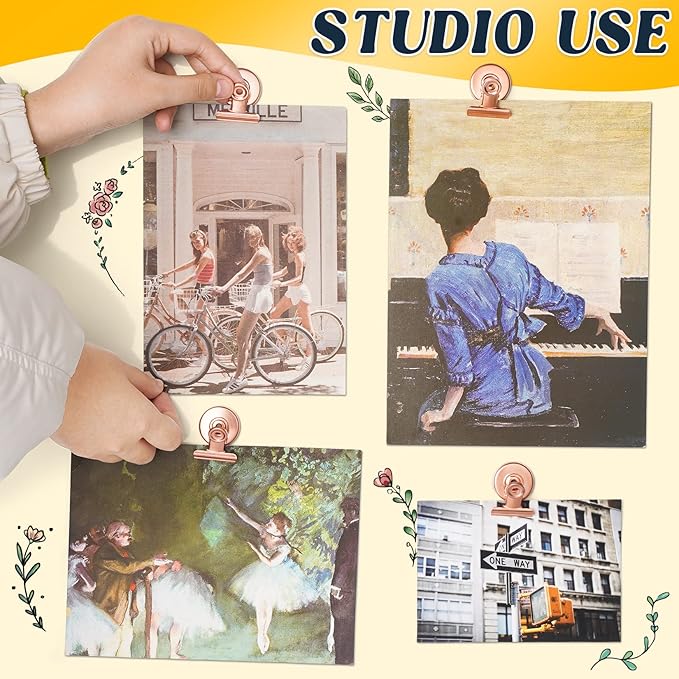 Grtard 6 Pack Magnetic Clips Heavy Duty, Magnet Clips for Fridge, Refrigerator Magnets, Strong Magnetic Clip,Scratch Free Magnets with Clip for Refrigerator, Whiteboard, Classroom, Locker (Rose Gold)