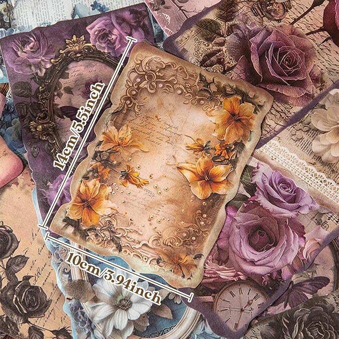 180 Sheets Scrapbook Paper,6 Pack(60 designs) Rose Story Style Mixed Media Collage Paper For Scrapbooking, Junk Journals, Card Making And Decoupage,3.9x5.5 Inch