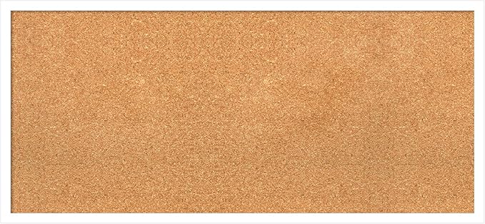 Amanti Art Natural Cork Board for Wall, 17x37 Vision Board with White Frame, Medium Corkboard Office Decor for Home Organization, Modern Corkboard Pinboard to Display Items for Home Organization in