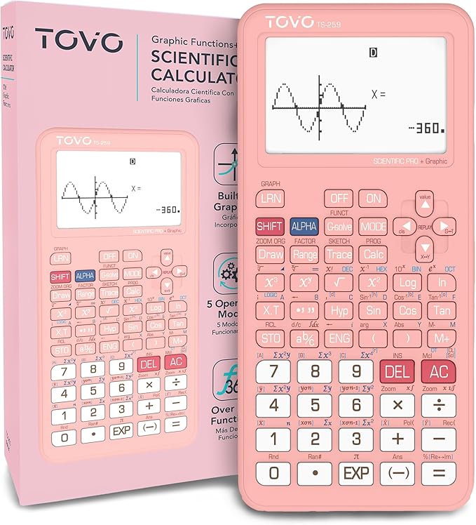 TOVO Scientific Calculator with Graphing Functions, Multiple Modes, 360 Functions, Large Screen, Intuitive Interface for Beginners, High School & Advanced Courses, TS-259 (Developed by CATIGA)