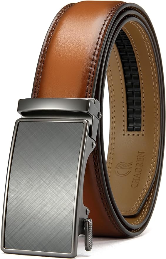 CHAOREN Mens Belt - Mens Ratchet Belt Leather 1 3/8" for Dress Pant - Micro Adjustable Belt Fit Everywhere