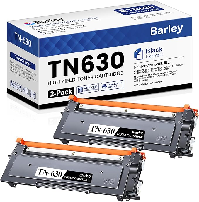 TN630 TN-630 Toner Cartridge Compatible TN630 TN-630 Replacement for Brother TN630 TN-630 Black Toner Cartridge HL-L2300D HL-L2305W HL-L2380DW DCP-L2540DW (2 Pack)