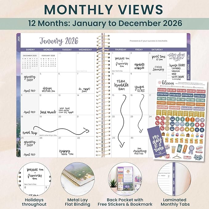 bloom daily planners 2026 Planner (January - December) Calendar Year Organizer - 5.5” x 8.25” - Weekly & Monthly Agenda Book with Stickers & Bookmark - Mystical Mountains