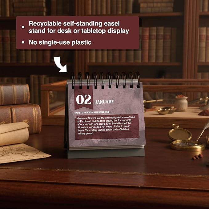 Today In Military History Calendar | Perpetual War History Calendar For The Military History Enthusiast, This Day In Amazing History Trivia Facts & Achievements | History Buff Gift Page A Day Box Calendar with Historical Info For Every Day of The Year