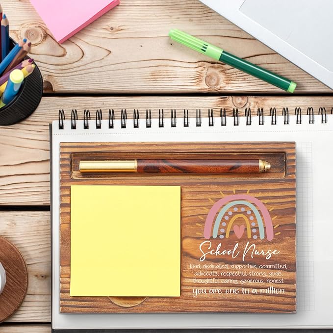 School Nurse Sticky Note Holder, Inspirational Appreciation Gift for School Nurses, School Desk Organizer, Thank You Gift for Nurses Desk Accessory TZP135