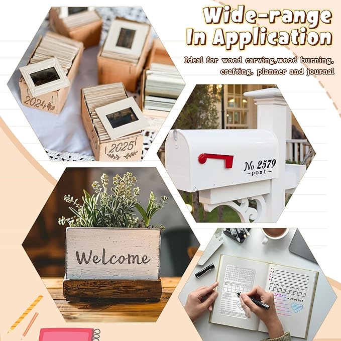 Lewtemi 6 Pcs Journal Metal Stencil Stainless Steel Stencil for Bullet Journaling Planner Stencils Wood Burning Templates for Carving Engraving Diary Draw Journals Scrapbook (Journal Style)