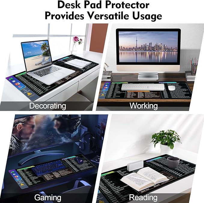Galdas Gaming Mouse Pad XXL XL Large Long Extended Big Mousepad Non-Slip Rubber Keyboard Desk Pad with Stitched Edges for Laptop Home Office (31.5x11.8x0.08 Inch) … (Shortcut Keys1)