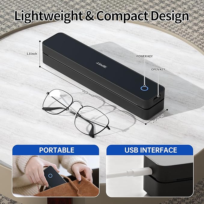 iDPRT Portable Printer Wireless for Travel, Inkless Bluetooth Thermal Printers for Home,Office,Vehicles203DPI,Supports 8.5" x 11" US Letter&A4 A5 Size,Compatible with Android and iOS Phones&PC