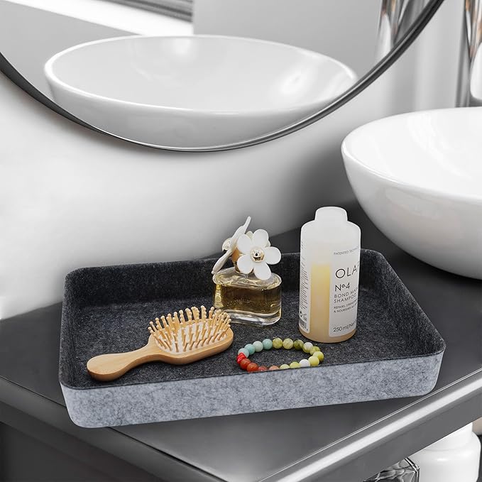 Welaxy 2-piece Office desk drawer organizer tray letter-size documents paper book file Folder Holder storage bins ( Charcoal )