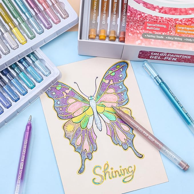 Glitter Gel Pens for Adult Coloring, 72 Colors Special Shining Multi Glitter Gel Pens Colored Set for Drawing, Doodling, Journaling & Creative Art Supplies