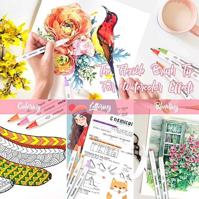 Taotree Alcohol Markers 101 Colors Dual Tips Art Markers Sketch Pens Set, Art Supplies Kit, Drawing Pens Set for Adult Coloring Books Painting, Sketching, Christmas Gifts for Teens Girls Boys Artists