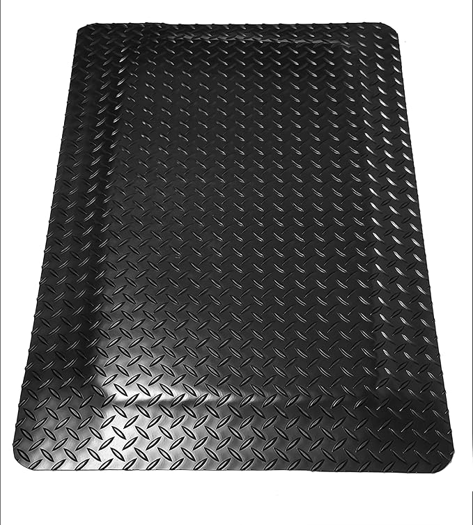 Rhino Mats, American Classic Diamond Anti-Fatigue Mats, Industrial Ergonomic Comfort Standing Mat for Work, Home, Garage, Office, Kitchen or Anywhere (Black 9/16" Thick, 2 FT. x 25 FT.)