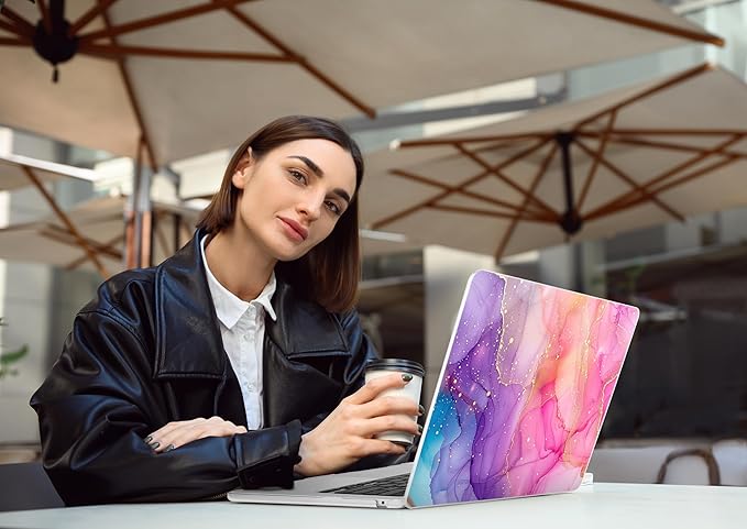 DONGKE Compatible with M4 MacBook Air 15 inch Case 2025-2023 A3241 A3114 A2941 M3 M2 Retina Display Touch ID, Plastic Hard Case & Keyboard Skin for MacBook Air 15" - Marble Ink