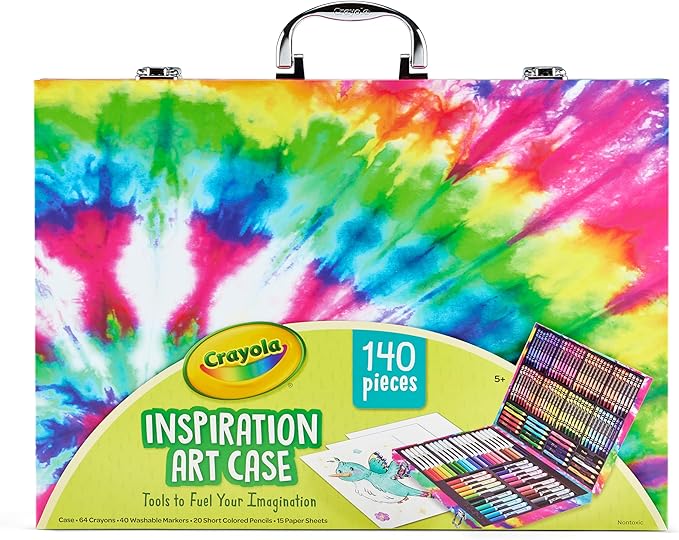 Crayola Inspiration Art Case Coloring Set - Tie-Dye (140ct), Art Supplies Set For Kids, Travel Drawing Kit, Holiday & Christmas Gift for Girls & Boys, Ages 5+ [Amazon Exclusive]