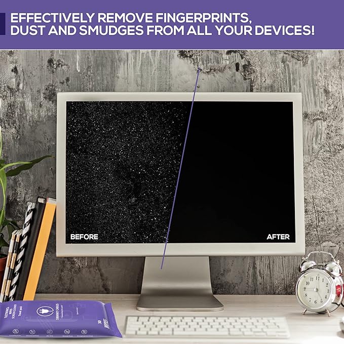 Screen Cleaner Wipes: Electronic Wipes for Screens - Computer Screen Wipes for Lens, Phone, Tv Screen and Monitor Cleaning - Tech Wipes & Microfiber Cloth (Soft Wipes, 210 Count)