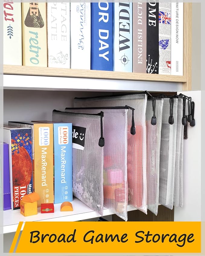 SUNEE Multisize Plastic Zipper Pouches (Black, 18 Packs), Water-Resistant Zip Bag for School Office Supplies, Puzzles & Games Organizing Storage