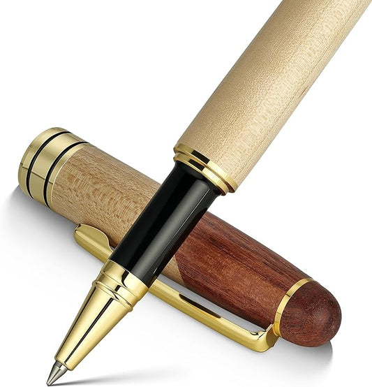 BEILUNER Luxury Wooden Ballpoint Pen Writing Set - Elegant Fancy Nice Gift Pen Set for Signature Executive Business Office Supplies - Gift Boxed with Extra Refills