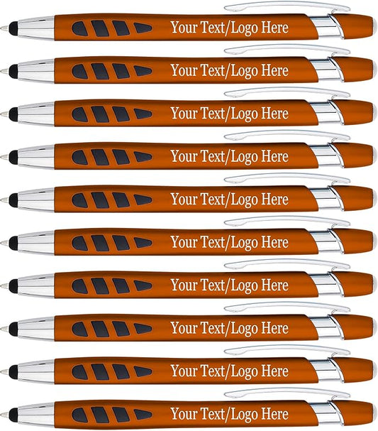 Personalized with Your Custom Logo or Text Pens-300 Pack Bulk-for Businesses, Parties, and Events, 2 in 1 Capacitive Stylus & Ballpoint Pen Compatible with Most Touchscreen Devices, Orange