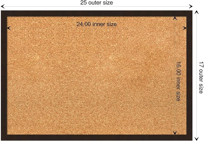 Amanti Art Natural Cork Board for Wall, 17x25 Vision Board with Brown Wood Frame, Medium Corkboard Office Decor for Home Organization, Rustic Farmhouse Corkboard Pinboard to display items for home