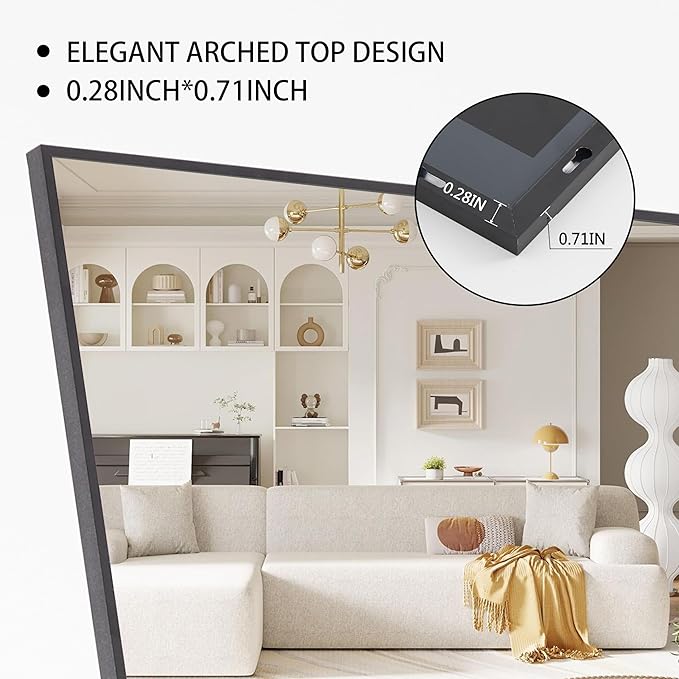 Simple Deluxe 64"×21" Hanging Mirror, Full Length Mirror for Bedroom, Body Floor Mirror with Stand, Aluminum Frame Large Mirror for Cloakroom, Black