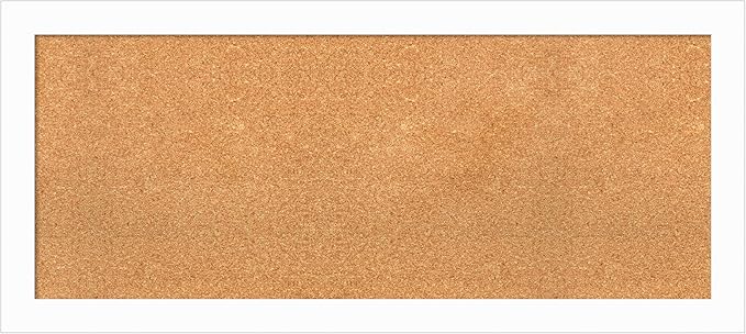 Amanti Art Natural Cork Board for Wall, 19x43 Vision Board with White Frame, Large Corkboard Office Decor for Home Organization, Casual Corkboard Pinboard to Display Items for Home Organization in