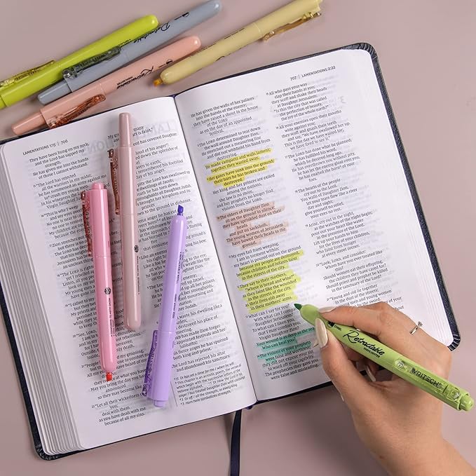 WRITECH Retractable Bible Highlighters Assorted: Pastel Colors No Bleed Aesthetic Marker Pen Chisel Tip, 12 Pack