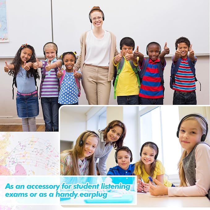 Xuhal 200 Pack Kids Headphones Bulk Classroom Headphones for Student with 3.5 mm Plug Wired On Ear for Church Christian Sunday School Library Children Teens Boys Girls Adults(Black)