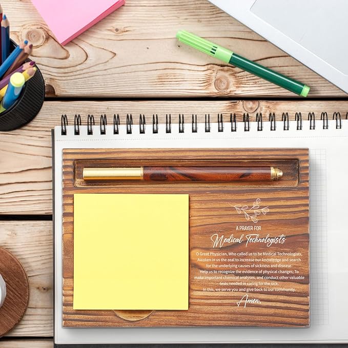 Medical Technologist Prayer Sticky Note Holder, Inspirational Gift for Medical Technologists, Office Desk Organizer, Healthcare Appreciation Desk Accessory TZP131