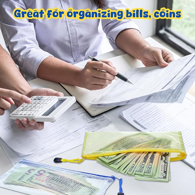 Zhehao 200 Pieces A6 Mesh Zipper Pouch Bulk Mesh Bags with Zipper Waterproof Small Pencil Pouches for School Office Supplies Organization 9.4 x 4.5 Inches(10 Assorted Colors)