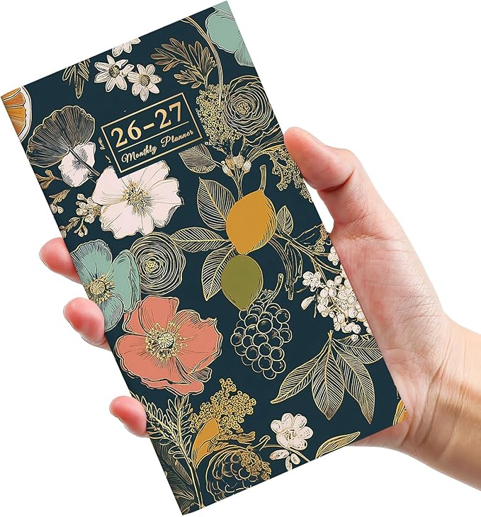 Pocket Calendar 2026-2027 for Purse, Two Year Monthly Planner Pocket Size, Jan 2026 to Dec 2027 Monthly Planner Small Size (6.5" x 3.5") - Citrus Bloom
