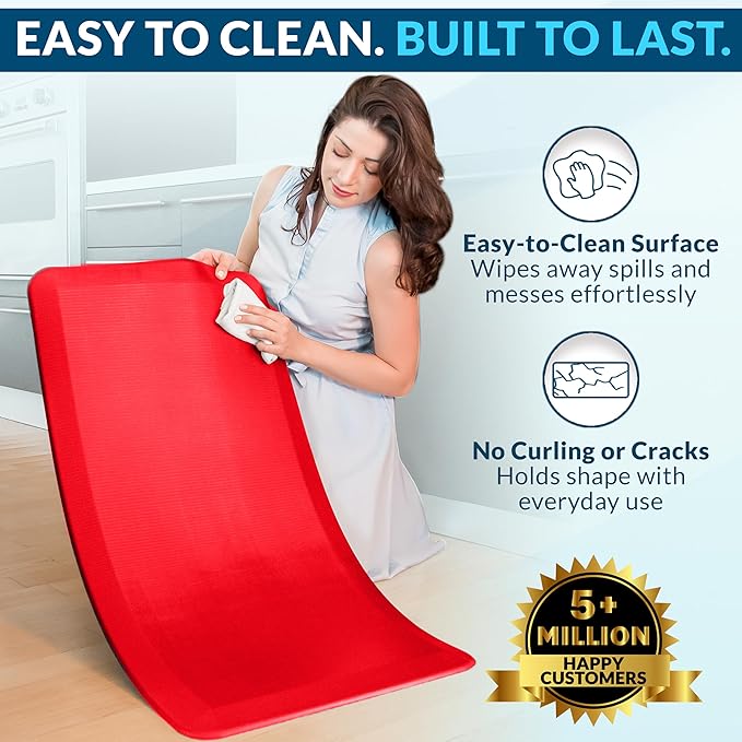 ComfiLife Anti Fatigue Floor Mat – 3/4 Inch Thick Kitchen Mats for Floor, Standing Desk Mat, Kitchen Rug – Comfort at Home, Office – Durable – Stain Resistant – Non-Slip (20" x 32", Scarlet Orange)