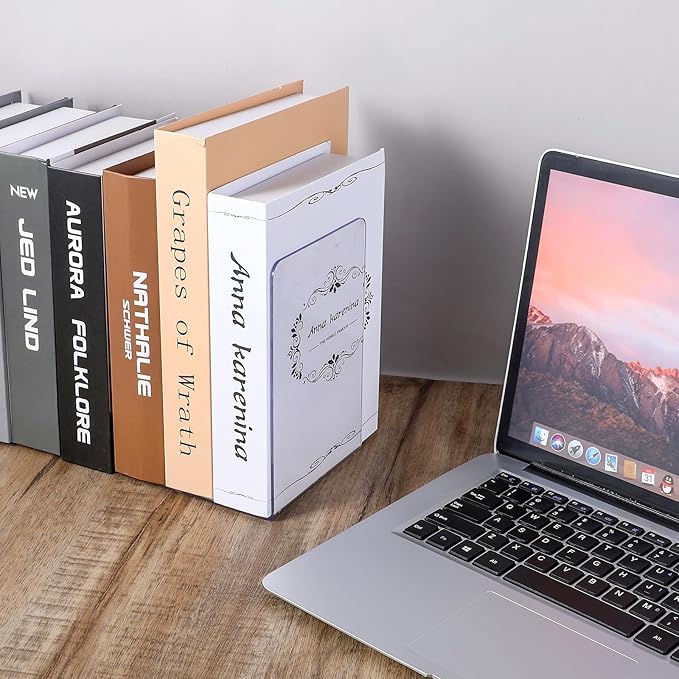 12Pcs Clear Bookends for Heavy Books,Acrylic Book Shelf Organizer for Desk,Plastic Heavy Duty Book Holders Standand Invisible Bookshelf Dividers Decorative,Suitable for Office Home Weighted Bookends