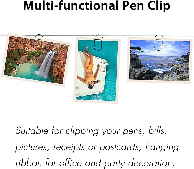 Wisdompro Pen Clip, 12 Pack Stainless Steel Pen Clip Holder for Notebook, Books, Journal, Clipboard, Paper, etc. - Fits Almost Any Pen Size (Black)