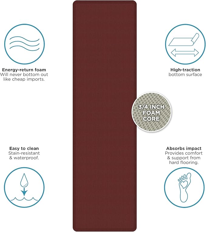 NewLife by GelPro Decorative Foam Floor Mat, 30" x 108", Grasscloth Crimson