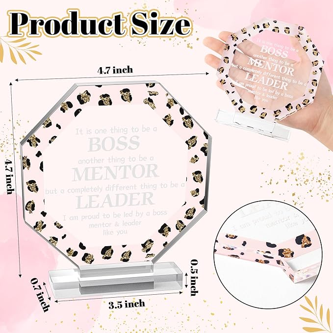 Yopyame Acrylic Boss Day Gifts - Boss Gift for Men Women, Acrylic Male Female Boss Desk Keep Paperweight, Boss Appreciation Plaque, Clear Desk Decorative Sign for Home Office, Going Away Gift for Boss