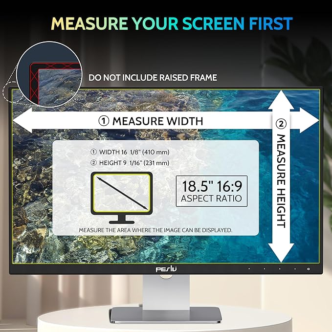 [2 Pack] 18.5 Inch Privacy Screen for Computer Monitor 16:9 Aspect Ratio, Eye Protection Anti Blue Light Glare Shield, 18.5inch Removable Black Blackout Anti Spy Desktop Security Private Filter
