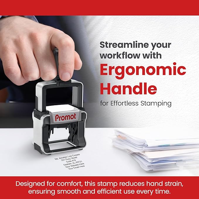 Promot Small Professional Stainless Steel Stainless Steel Self Inking 6 Lines Custom Stamp - Personalized Office Stamp