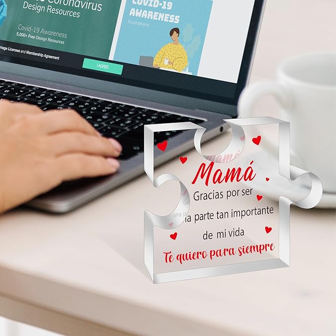 Yopyame Spanish Mom Birthday Gifts - Regalos para Mamá Decorative Acrylic Puzzle Plaque Keepsake Paperweights Gifts for Mom in Spanish Christmas Mothers Day Ideas Gifts for Mom from Daughter Son