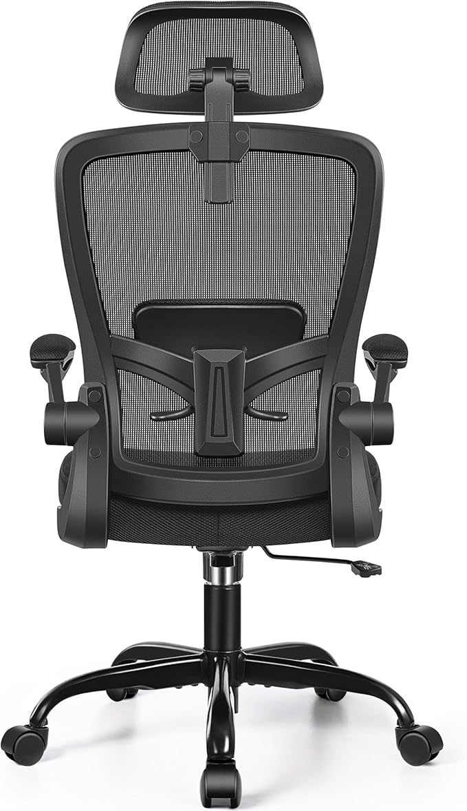 FelixKing Ergonomic Office Chair, Headrest Desk Chair with Adjustable Lumbar Support, Home Office Swivel Task Chair with High Back and Armrest, Adjustable Height Gaming Chair(Black)