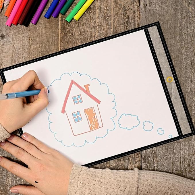 Office Werks Stitched Job Ticket Holder 11 x 17 Inch, Clear Work Order Plastic Sleeves Holder, Document Print Holders, Perfect for Attaching to Machinery, File Cabinets, Racking & Hanging, 25 Pack