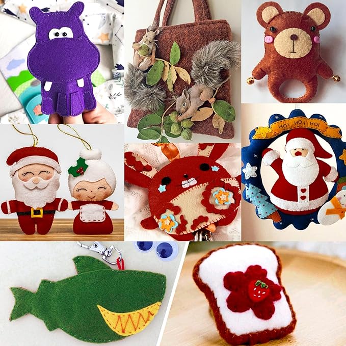 XSEINO 12 Rolls 8"x35" 1.4mm Thick Soft Felt Fabric Sheet 12 Assorted Dark Series Colors Felt Pack for DIY Craft Sewing Squares Nonwoven Patchwork