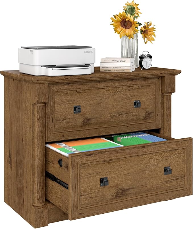 blini 2 Drawer File Cabinet Farmhouse Lateral File Cabinet with Hanging File Folders，Fits Letter/Legal/A4 Sizes, 36.8" Large Wood File Storage Cabinets Printer Stand for Home Office