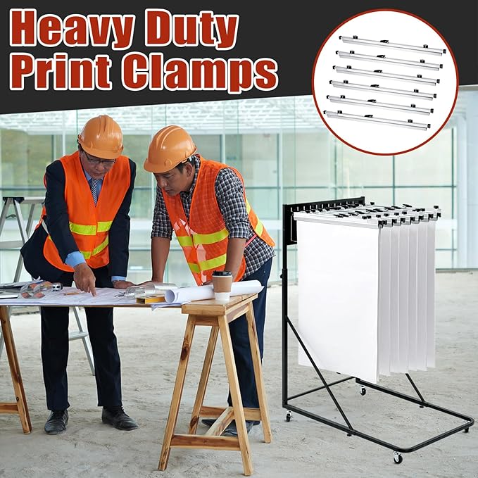 Estune Blueprint Hanging Clamps Binding Strips Storage for Construction Paper Poster Plans Drawings Arts (12, 30 Inches)