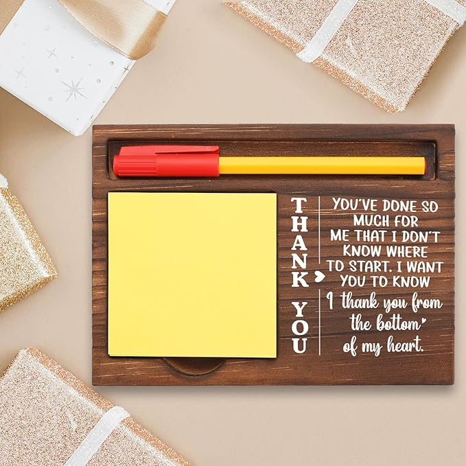 Thank You Desk Organizer Motivational Appreciation Gift for Teachers Nurses Healthcare Workers,Perfect for Retirement New Job Birthday Farewell,Office Stuff Sticky Note Pad Holder Dispenser TBC170