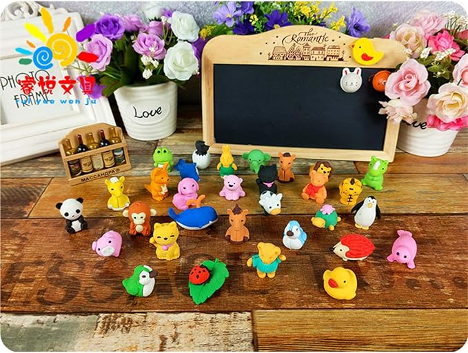Animal Erasers Desk Pet 40 Pack 3D Animal Erasers for Kids Cute Fun Puzzle Erasers for Students School Supplies Prize Gifts Party Favors