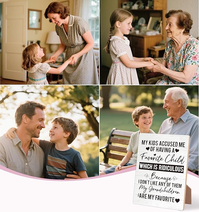 Grandparents Gift Sign, Gifts for Grandparents Birthday From Grandkids, Home Decor Living Room, Best Gifts for Retirement, Birthday Desk Decoration, Grandparents Day Decor, Wooden Sign with Stand,11