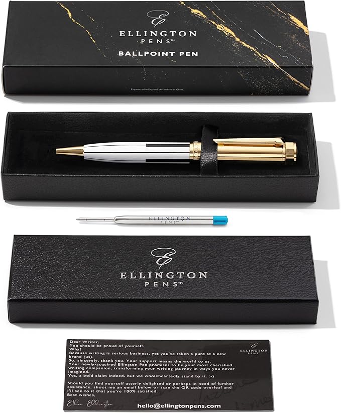 Ellington Pens Luxury Ballpoint Pen – Premium Quality, Smooth Writing Experience, Elegant Design, Includes 2 Ink Refills (Black & Blue) – Ideal for Professionals and Gift Giving